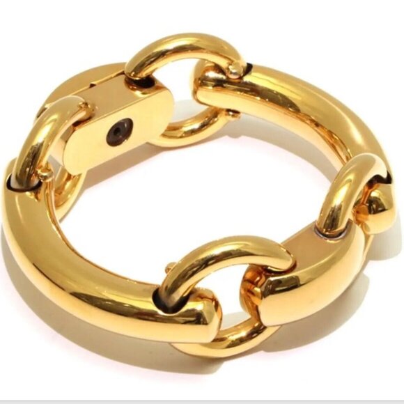 CELINE Horsebit Turnlock Bracelet Polished Gold Plate NEVER  worn - Picture 1 of 6